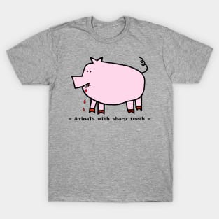 Animals with Sharp Teeth Halloween Horror Pig T-Shirt